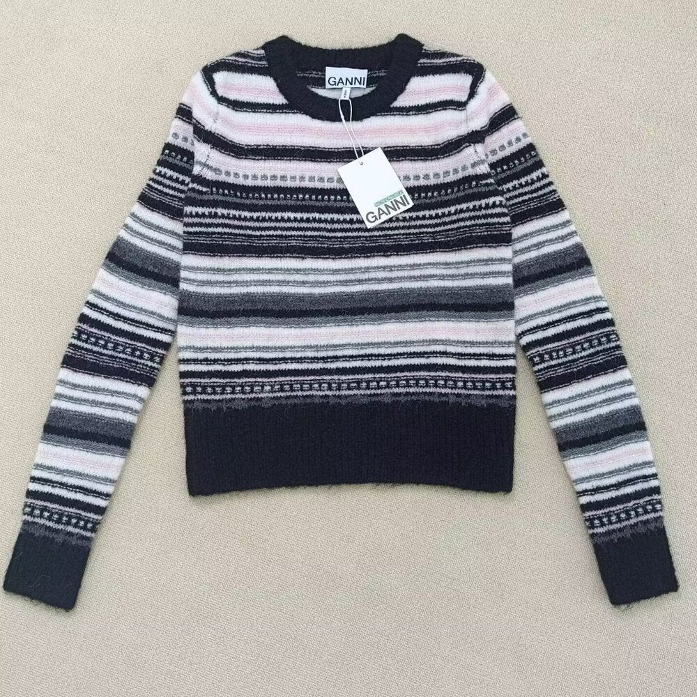 GANNI striped cardigan sweater